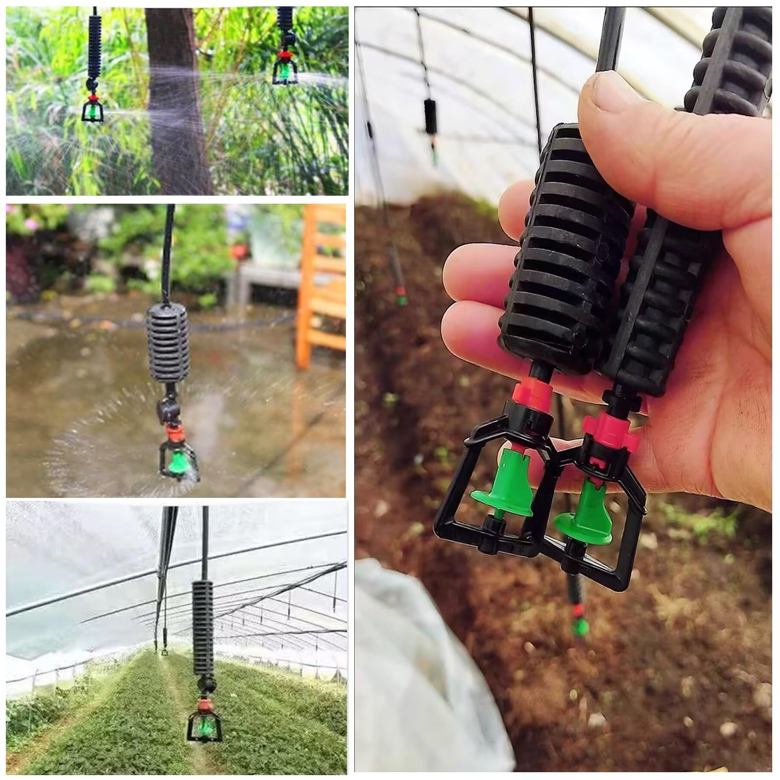 Kit Irrigazione Automatico di Dissipazione del Calore per Serra, Kit di Irrigazione a Nebulizzazione con Testine di Irrigazione a Goccia Rotanti a 360 Gradi, Attrezzatura per L'irrigazione Piante