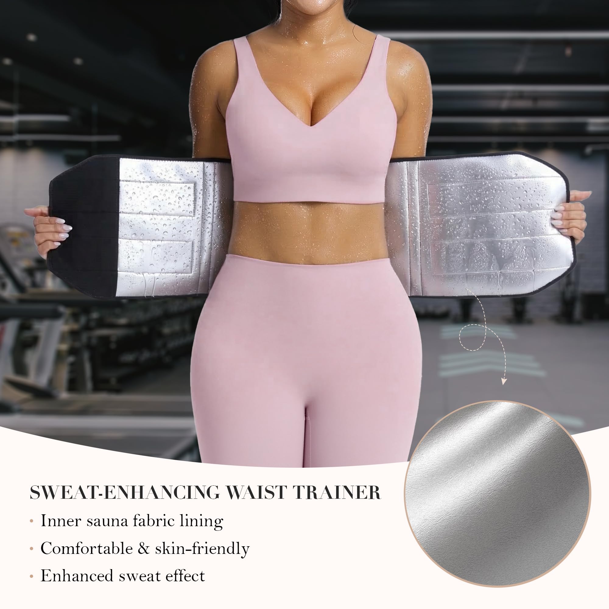 YIANNA Ceinture de sudation pour sauna, entraînement, contrôle du ventre avec triple couche