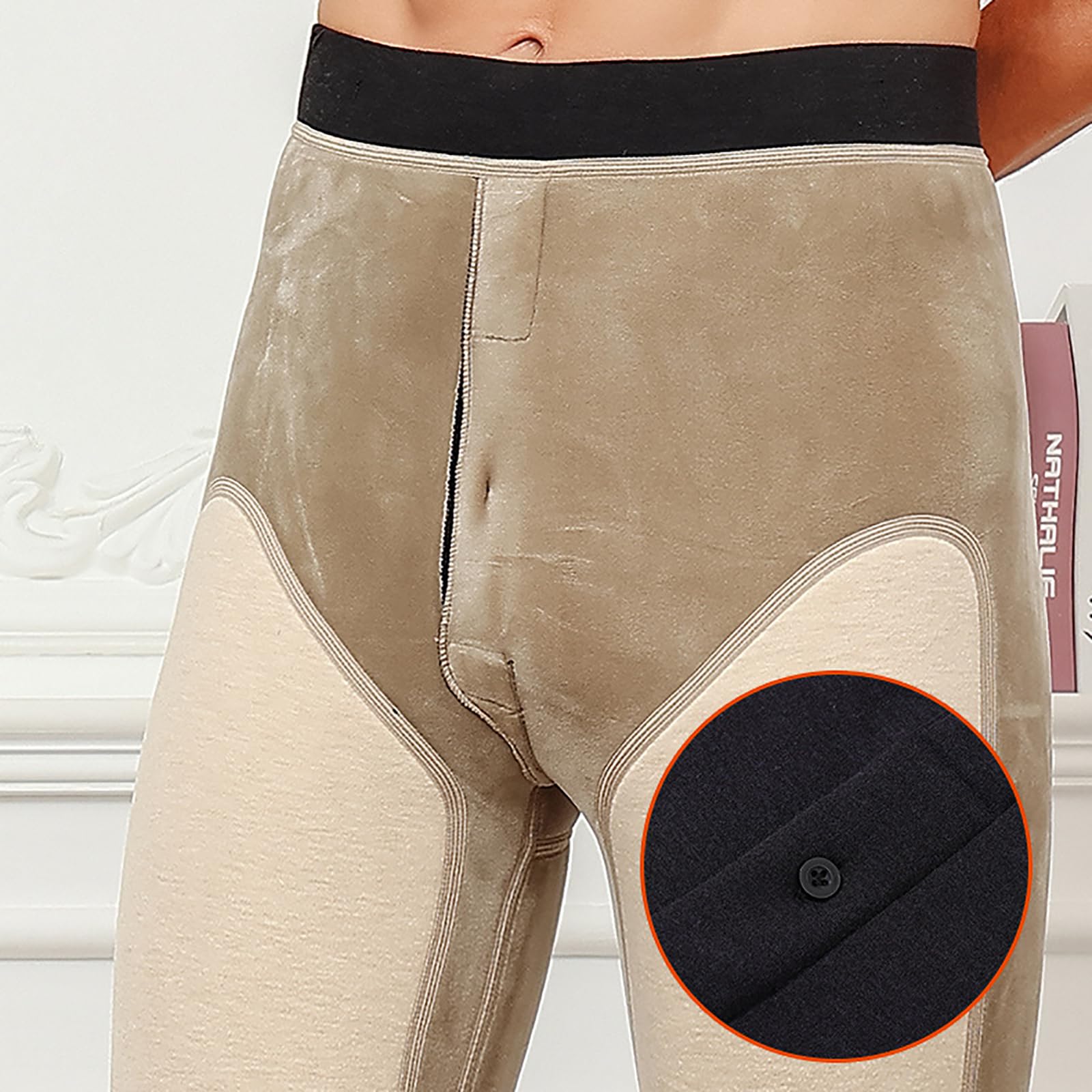 Ouruikia Pantalons Thermiques Homme Doublure Polaire Chauds Avec Poches Surélevées - Caleçons Longs Hiver
