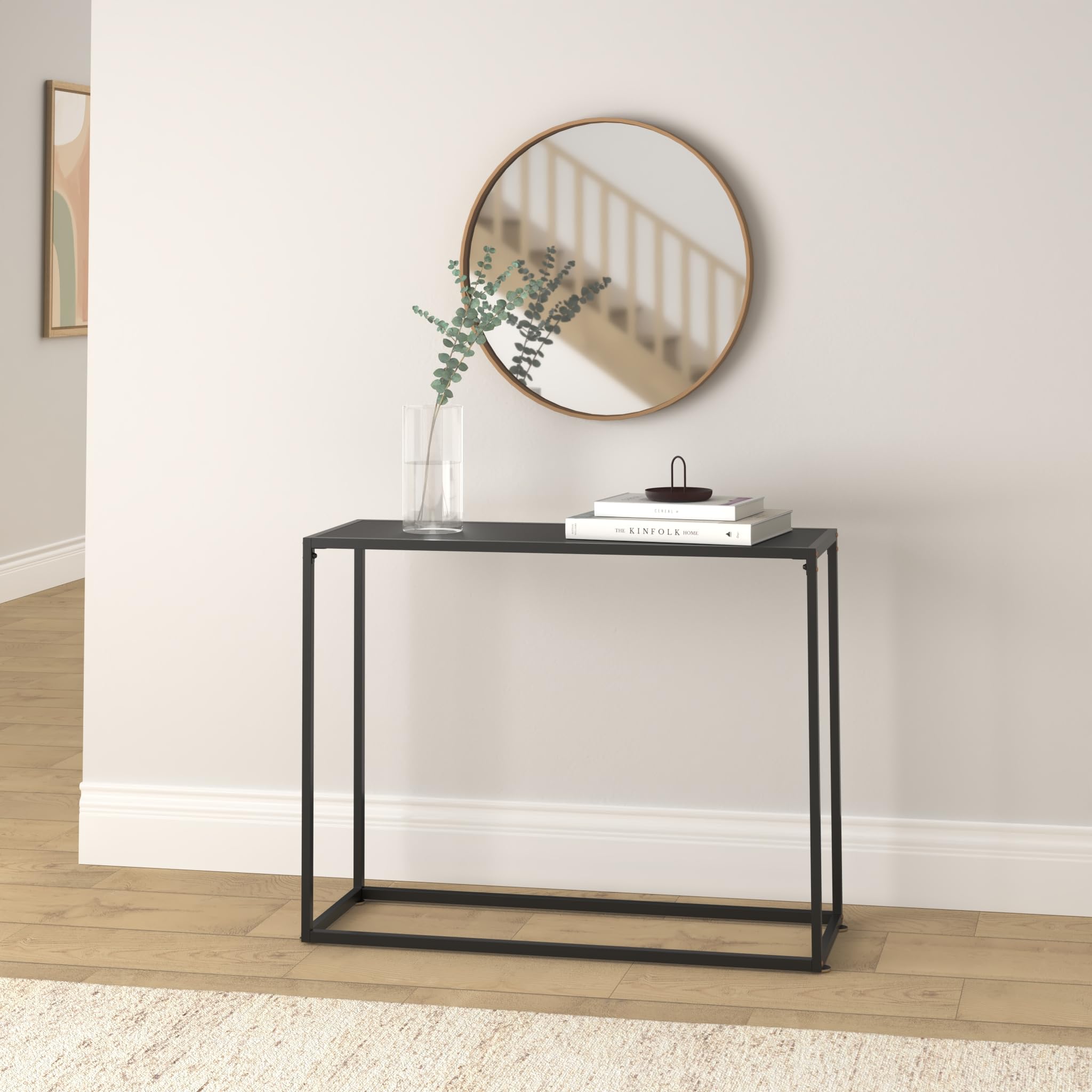 vidaXL Stolik konsolowy, czarny, 100x35x75 cm, szkło hartowane