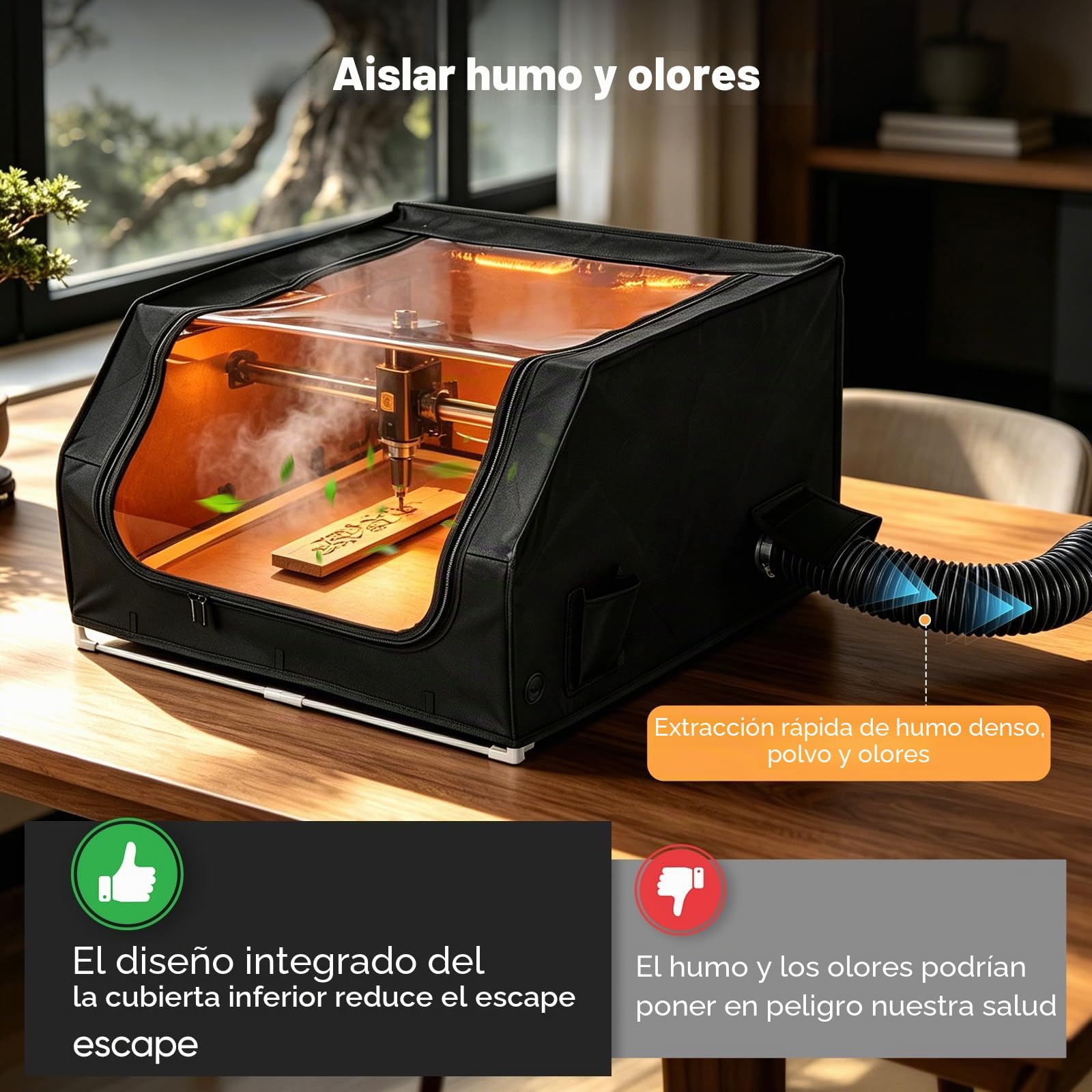 Carcasa Para Grabado Láser, Carcasa Para Impresora 3D Para Grabador De 720 X 700 X 400 Mm Plegable Con Extractor Y Conducto Para La Mayoría De Las Máquinas De Corte Láser