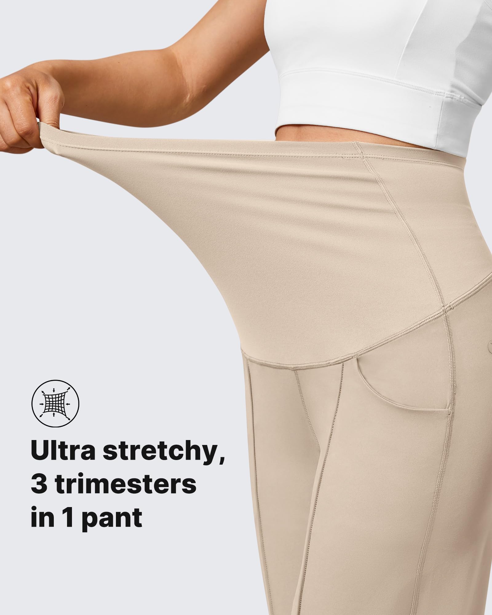 G4Free Maternity Trousers Over Bump Stretchy Lounge Work Pregnancy Yoga Pants Wide Leg Trousers with Pockets