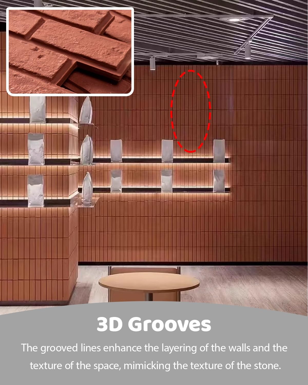 Pannelli Decorativi per Pareti Pannelli Murali 3D Effetto Pietra, Parete con Sfondo TV, Rivestimento da 120 cm, Pannello di Rivestimento per Doccia Esterna del Bagno(5 Pack)