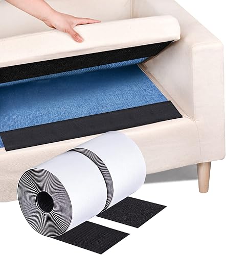 Miniatura 8 de Cinta adhesiva blanca de 4 pulgadas x 18 pies, resistente, multiusos antideslizante para alfombras, rollos de bucle de gancho de doble cara, agarre