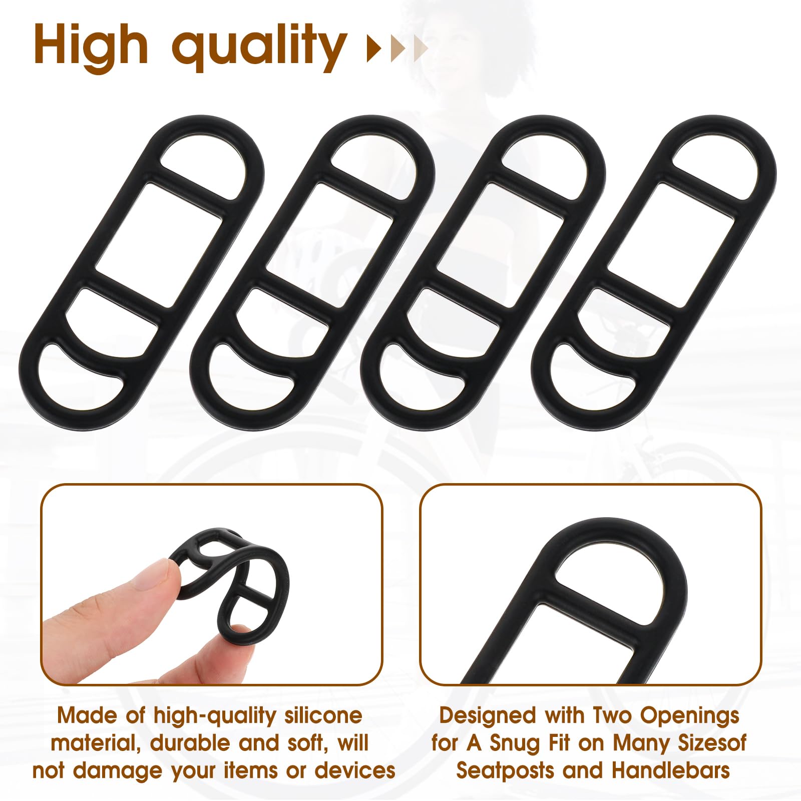 Lot De 10 Sangles élastiques En Silicone Pour Vélo - Pour Lampe, Téléphone, Bouteille (14 X 2,2 Cm)