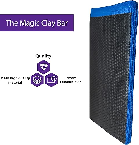 Miniatura 5 de Ragnify Paquete de 2 manoplas de arcilla de superficie de malla para detalles de automóvil, guantes alternativos de grado medio para eliminación