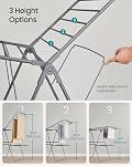 SONGMICS Clothes Drying Rack, Foldable 2-Level Laundry Drying Rack, Free-Standing Laundry Airer, with Height-Adjustable Wings, 33 Drying Rails, Sock Clips, Gray ULLR053G02V1