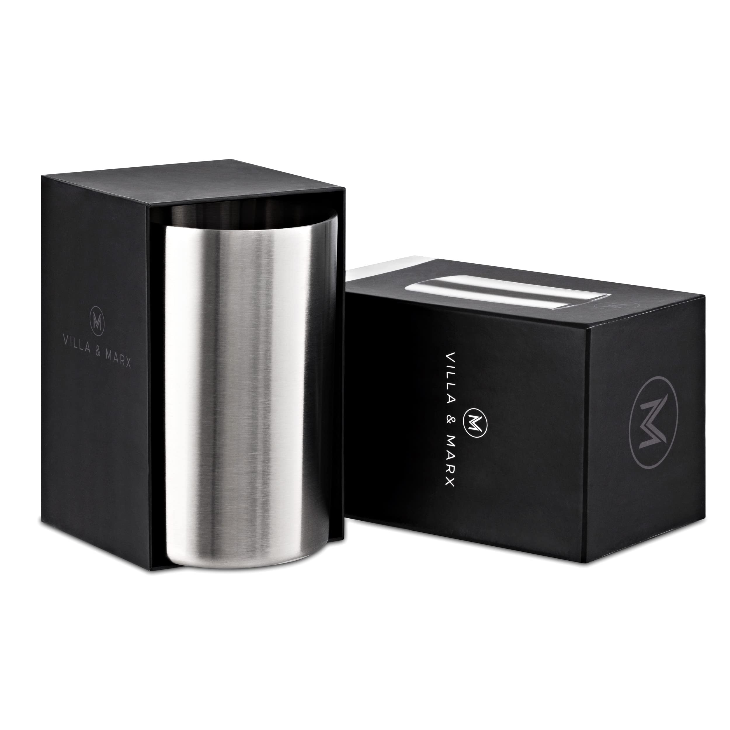 Villa & Marx Enfriador de Botellas de Vino - Champañera de Acero Inoxidable Térmica con Doble Pared - Cubitera para Champagne, Cava, Blanco y Tinto