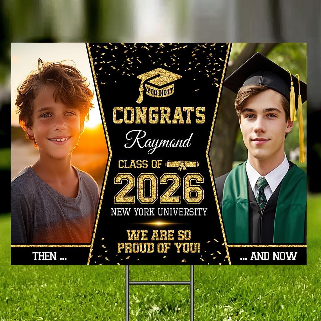 Amazon.com : Personalized Graduation Yard Sign 2026 with Photo ...