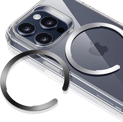 ESR Anillo MagSafe, ultrafino (0.016 in) para adhesivo MagSafe, kit de conversión de cargador inalámbrico magnético universal, para iPhone 15141312,