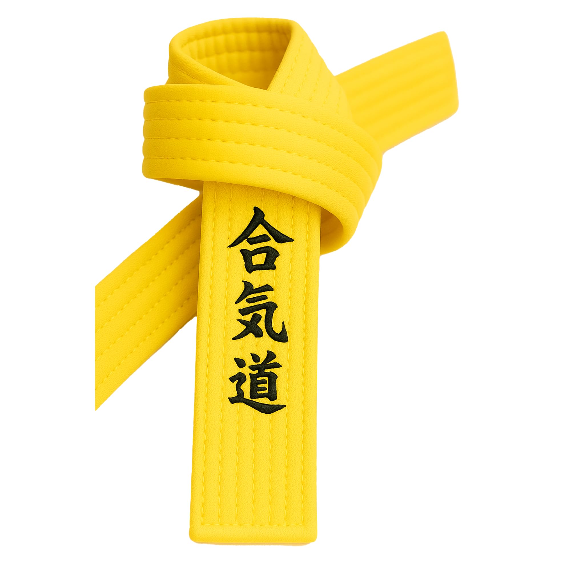 Ceinture d'aïkido jaune brodée - Caractères Aïkido janais - Ceinture jaune avec broderie Kanji