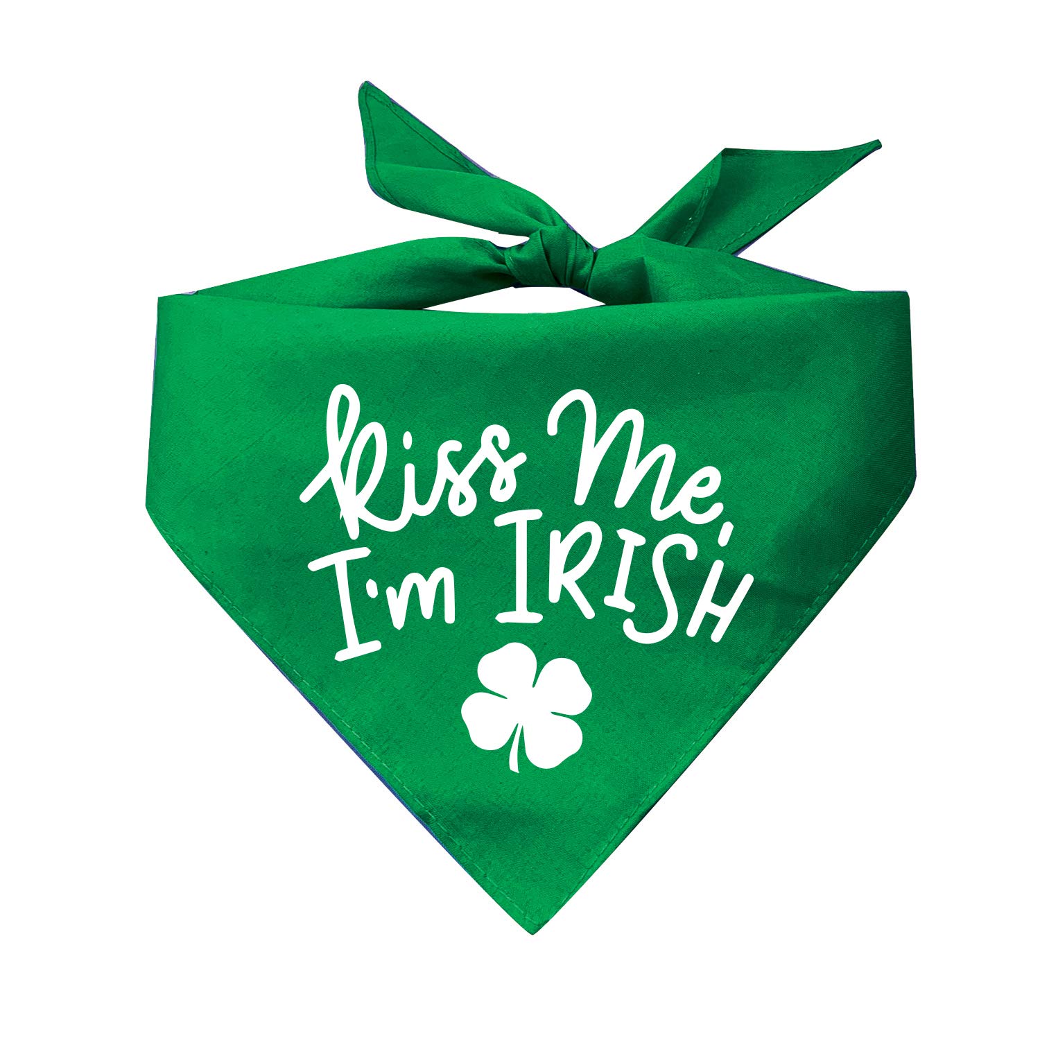 Tees & Tails Kiss Me I'm Irish Shamrock / 4 Leaf Clover St. Patrick's Day Dog Bandana (Green) One Size Fits Most Black