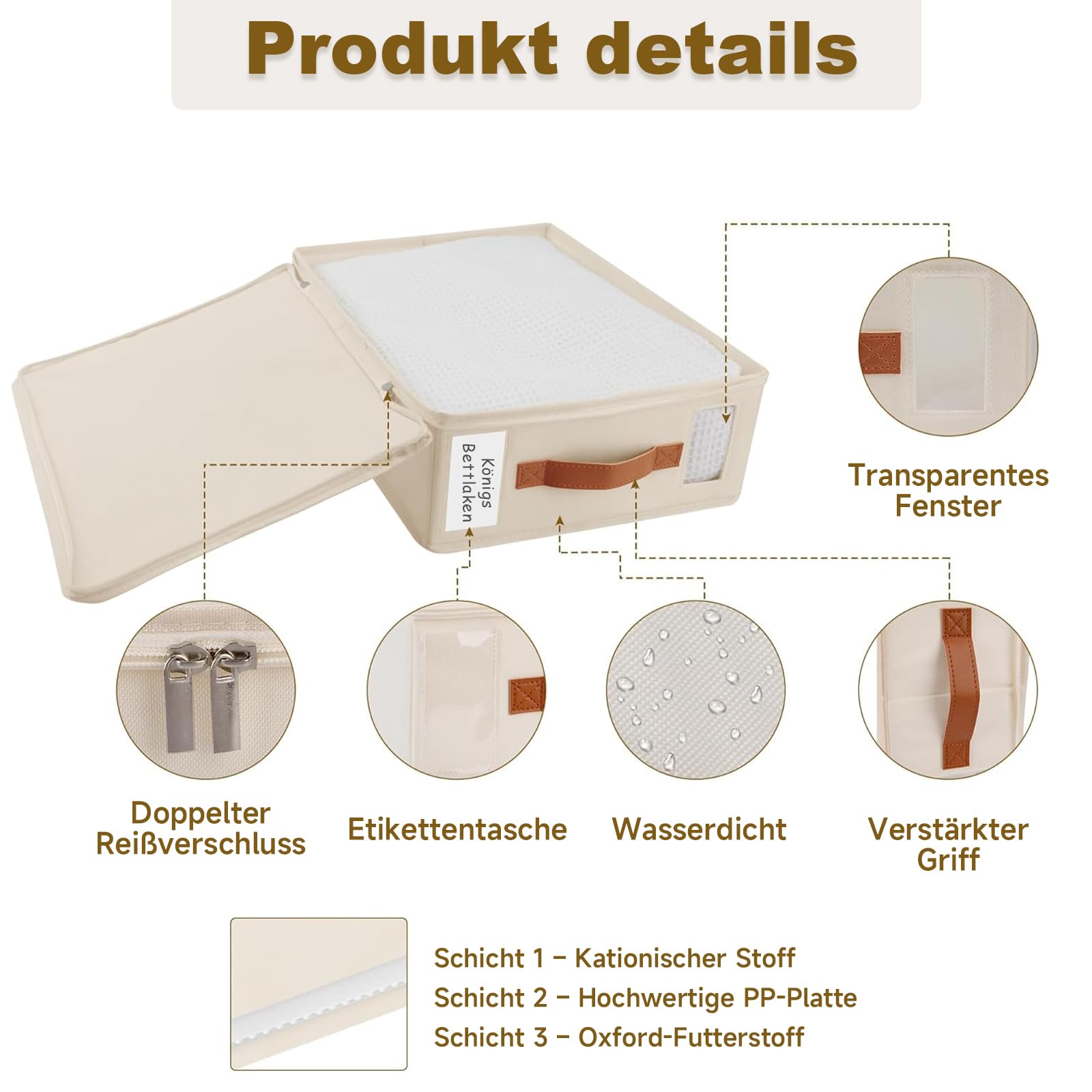 Bettwäsche-Organizer 8er Pack – Insektendichte Aufbewahrungsbox mit Reißverschluss, Etikett, Griff, Fenster – Schrankorganizer für Bettlaken, Kleidung, Bettdeckenbezüge, Spielzeug