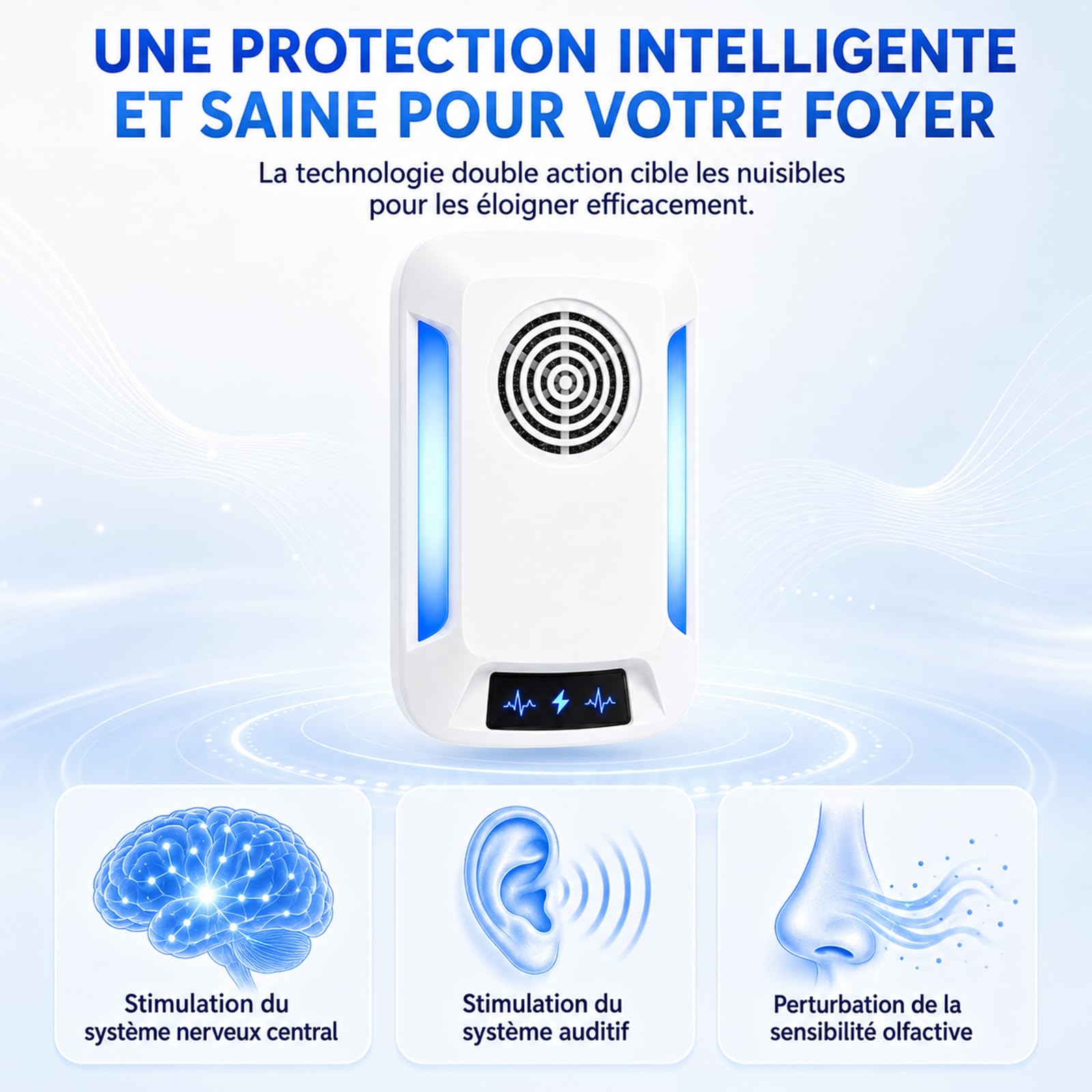 Répulsif À Ultrasons, Pack De 6, Repulsif Souris - Ultrason Souris et Rats - Anti Souris, Lutte antiparasitaire Efficace pour Les rongeurs, Moustique, Araignée, Cafard, Mouch