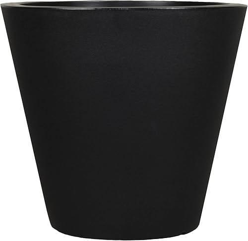 Tusco Products CR16BK Cosmopolitan - Maceta redonda para jardín, 16 x 9.5 pulgadas, color negro