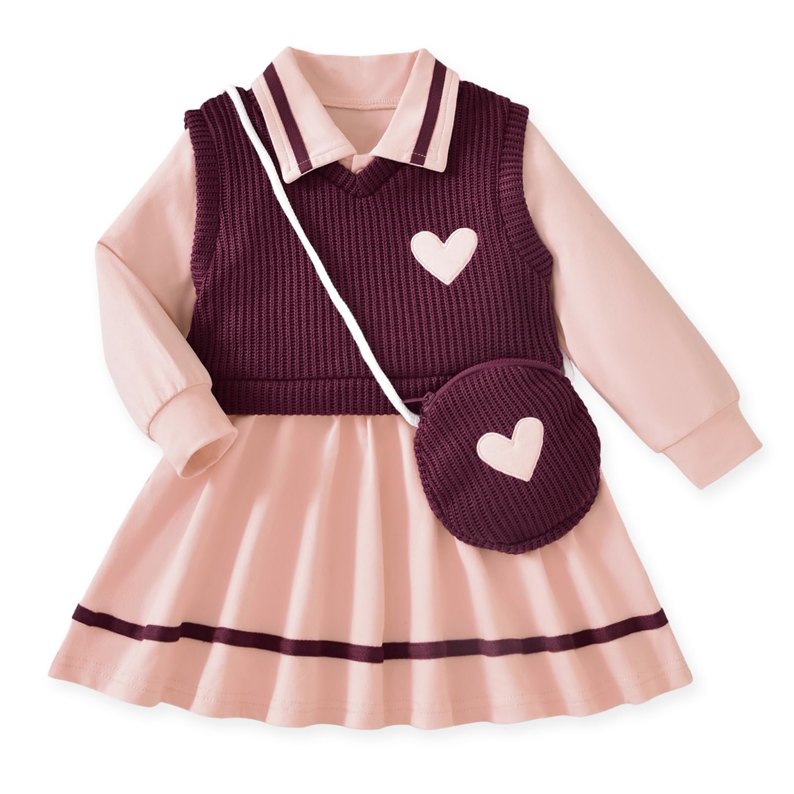 HINTINA Toddler Girl Uniform Dress Picture Day Outfits for School 18M-7Y