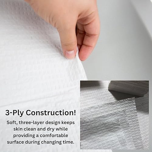 Miniatura 3 de Forros desechables de 3 capas para cambiador de bebés (paquete de 50), fabricados en Estados Unidos, biodegradables, acolchados, ecológicos,