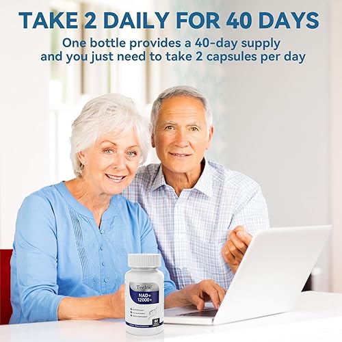 Vista 12 de Suplemento NAD de 1200 mg con resveratrol y quercetina y PQQ, suplemento NAD+ de alta pureza para mujeres y hombres, apoya la salud celular