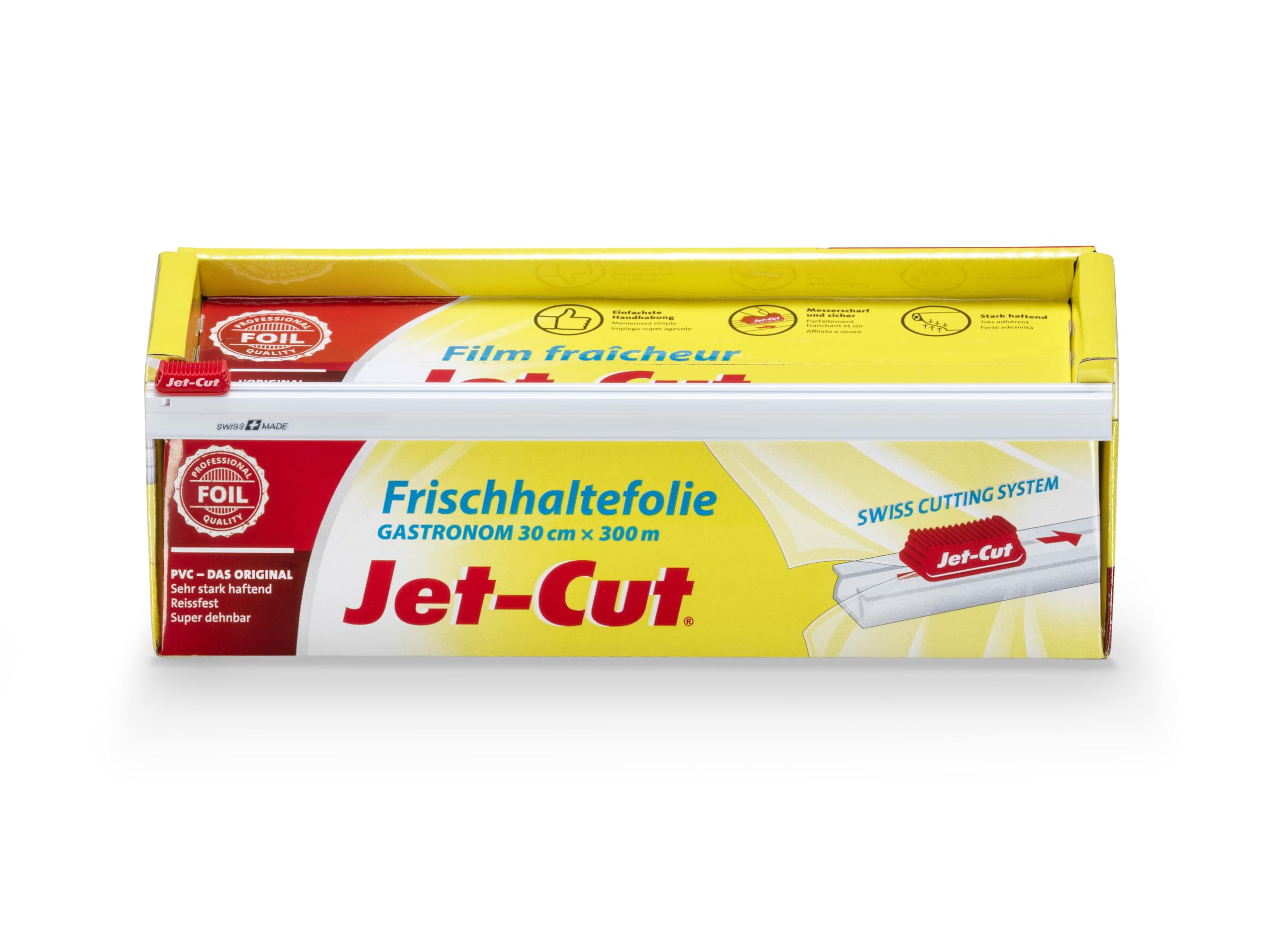 Pellicola per alimenti Jet-Cut da tagliare, gastronomia 30 cm x 300 m, PVC trasparente, 300 metro, 1