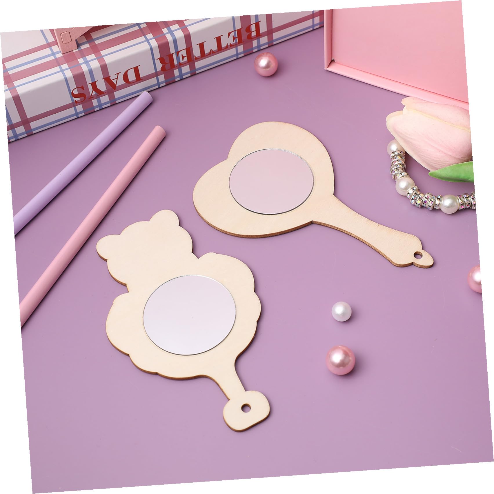 Healvian 18 Elementi Specchi in Legno per Bambini Kit Fai da Te Specchi Artigianali in Legno per Disegno e Decorazione Superficie Liscia e Varie Sagome Stili multipli