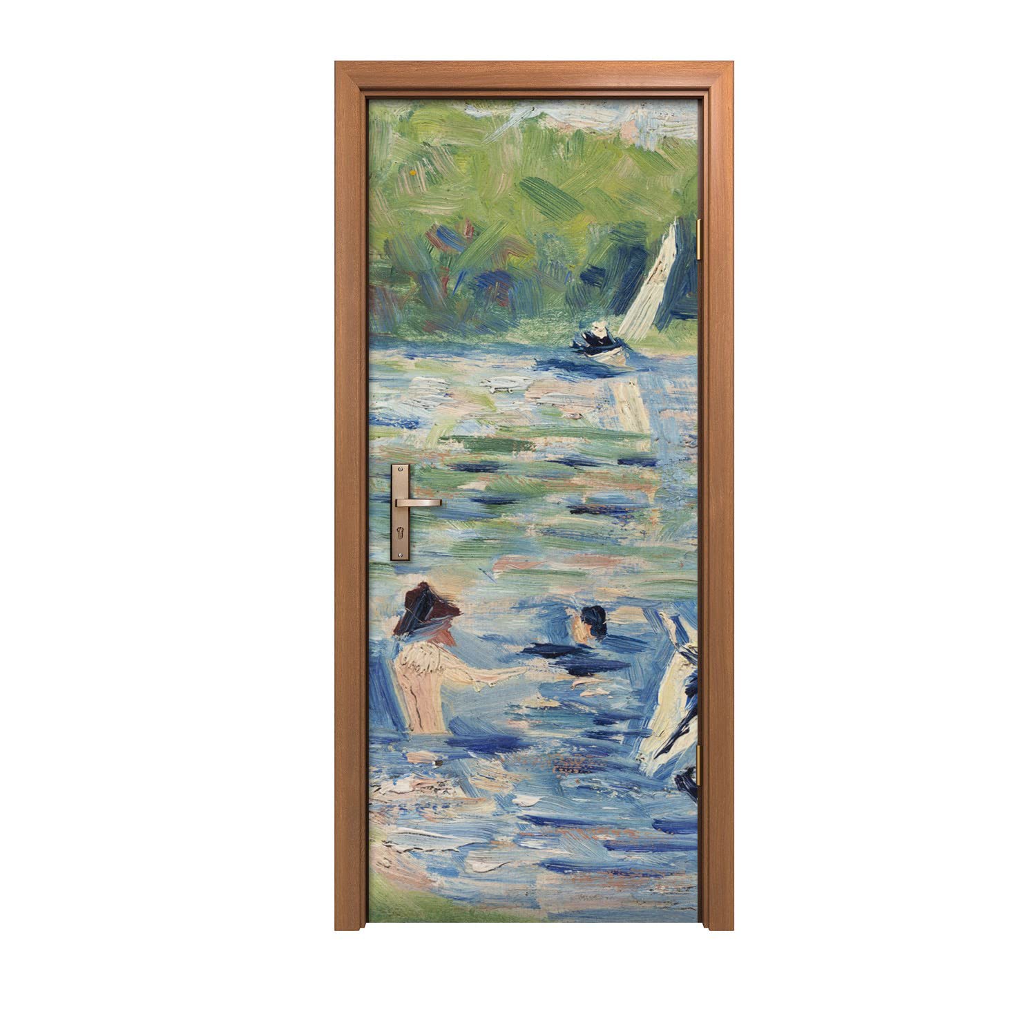 Autocollant de porte trompe l'œil HD design d'intérieur nature de l'eau
