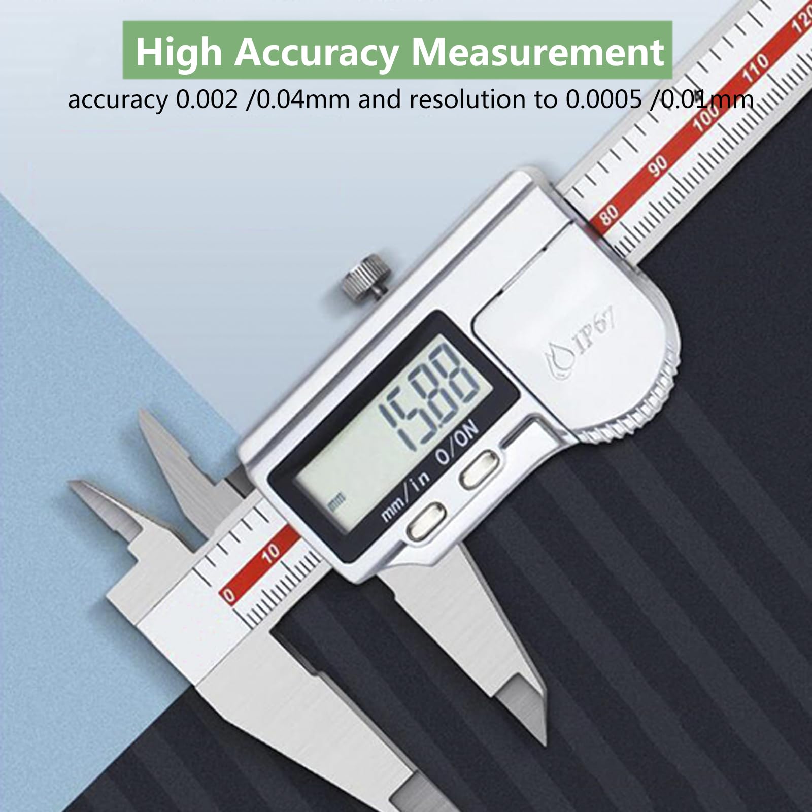 Calibre Digital 300mm/12" de Acero Inoxidable, Pie de Rey Digital IP67 Impermeable con Pantalla LCD, Herramienta de Medición de Calibrador para Carpintería/Joyería/Bricolaje/Hogar