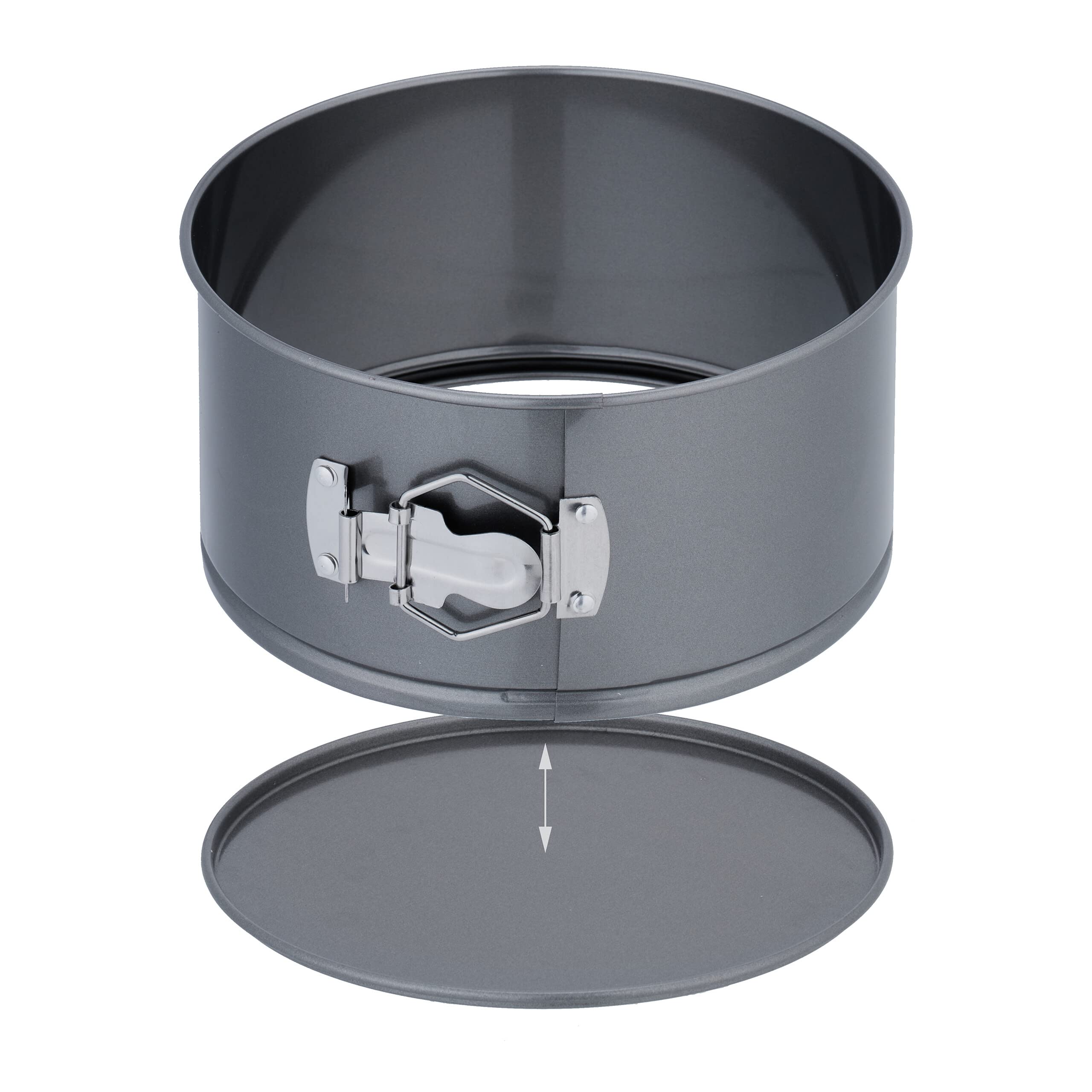 Relaxdays Lot de 5 moules à charnière, 12/14/16/18/20 cm de diamètre, Acier, antiadhésifs, Plats Ronds, Anthracite