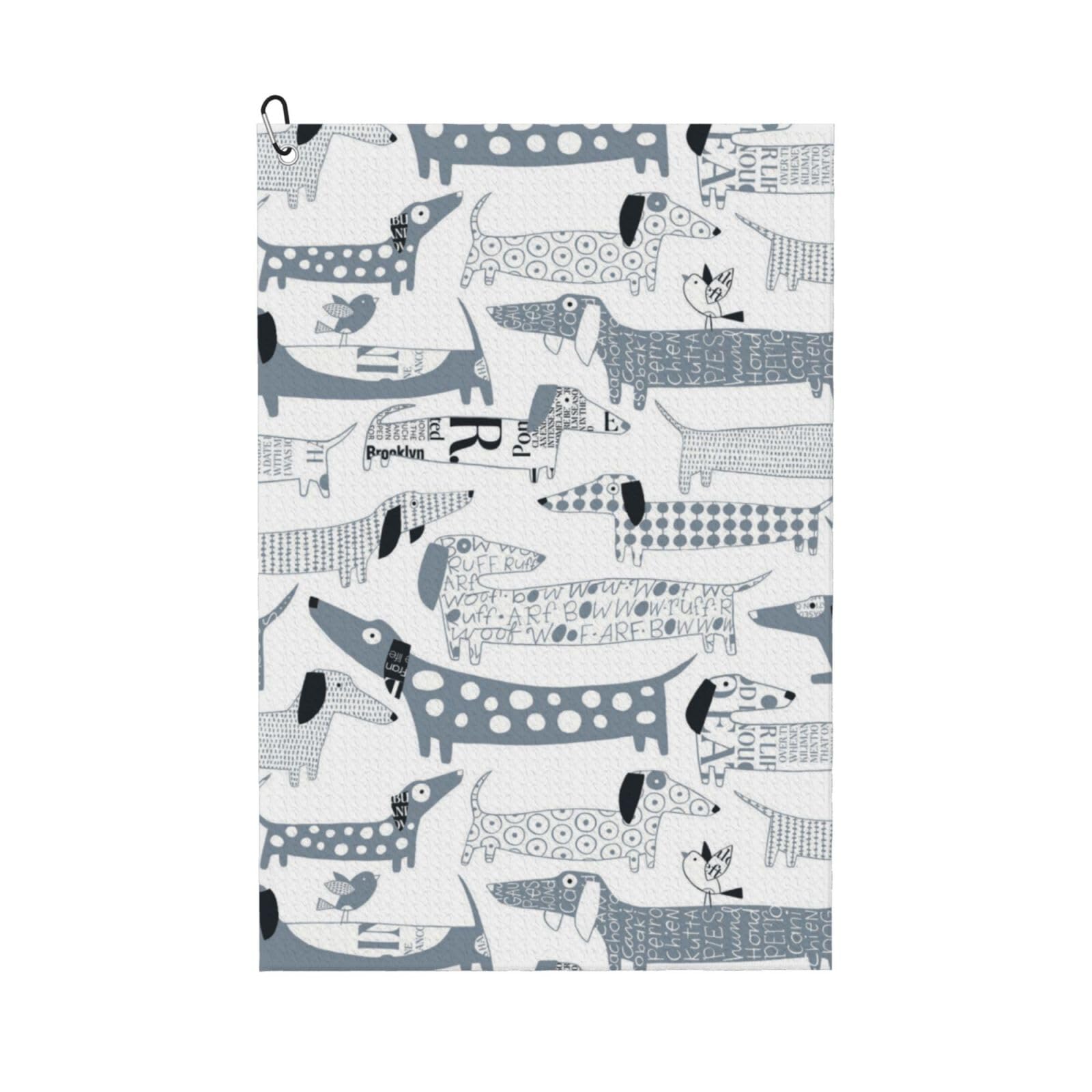 Hnnkloy Sausage Dog, 16x24 in Portable Waffle Golf Towels with Carabiner Clip for Golf Bag