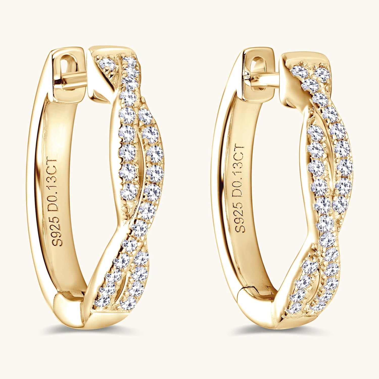 Infinity Moissanite Hoop Earrings for Women, D Color VVS1 Clarity 925 Sterling Silver Twisted Earrings for Wedding Birthday Holiday Jewelry Gifts - Image 5