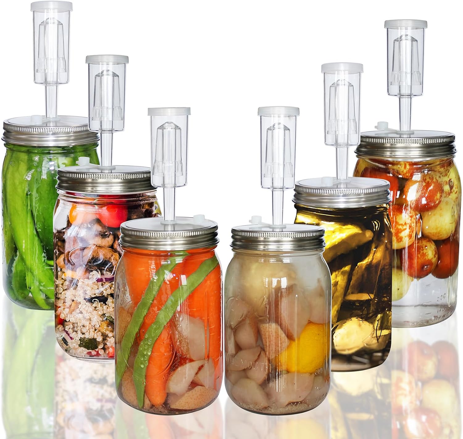 laffeya 6 Set Stainless Steel Wide Mouth Mason Fermentation Lids & Airlocks