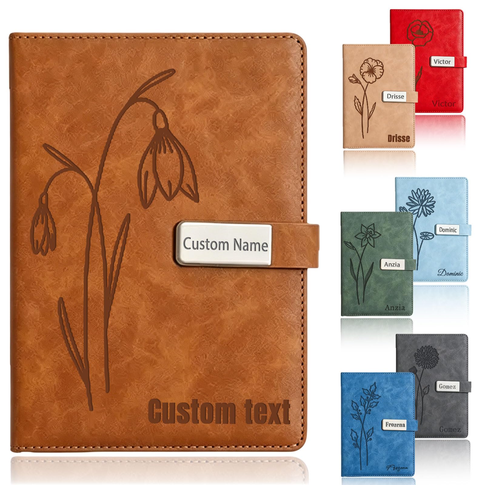 UGU Personalised Leather Journal A5 Lined Notebook, Custom Executive Hardcover Writing Diary with Magnetic Closure, Gifts for Men, Thank You, New Job Gifts (Personalised Notebook)
