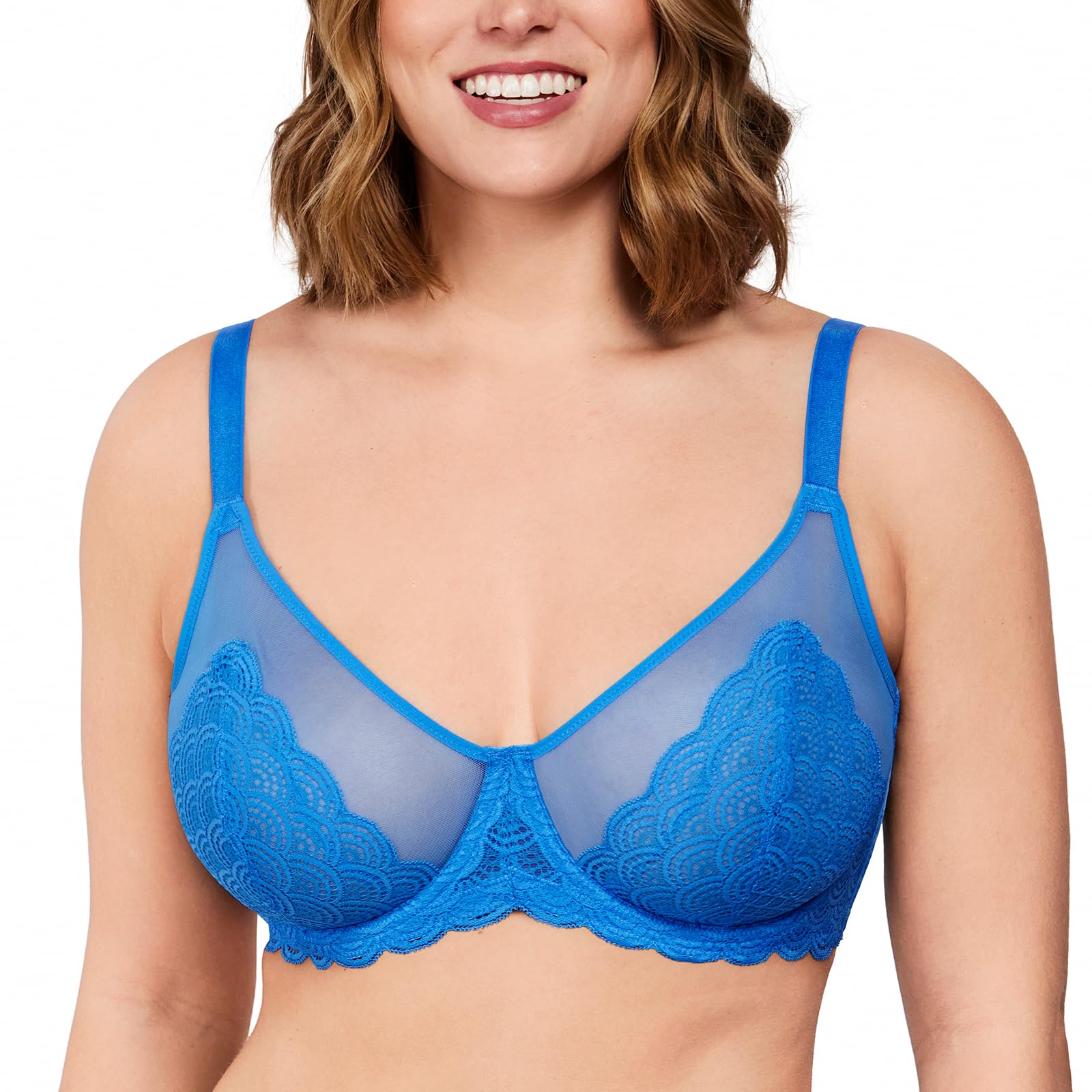 HSIA Minimizer Bra for Women - Plus Size Mermaid Scales Lace Bra Full Coverage for Heavy Breast