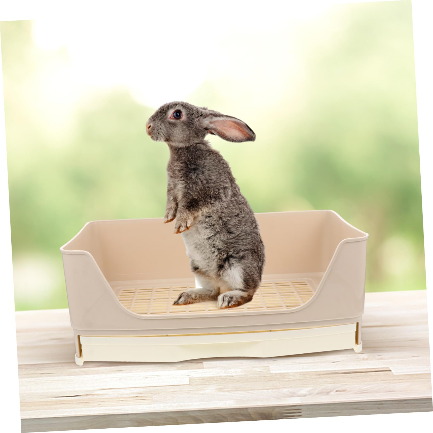 Große Kaninchen Toilette und Großer Raum Tragbar aus Kunststoff mit Schublade und Kaninchen Toilettenbecken als Hasentoilette für Meerschweinchen