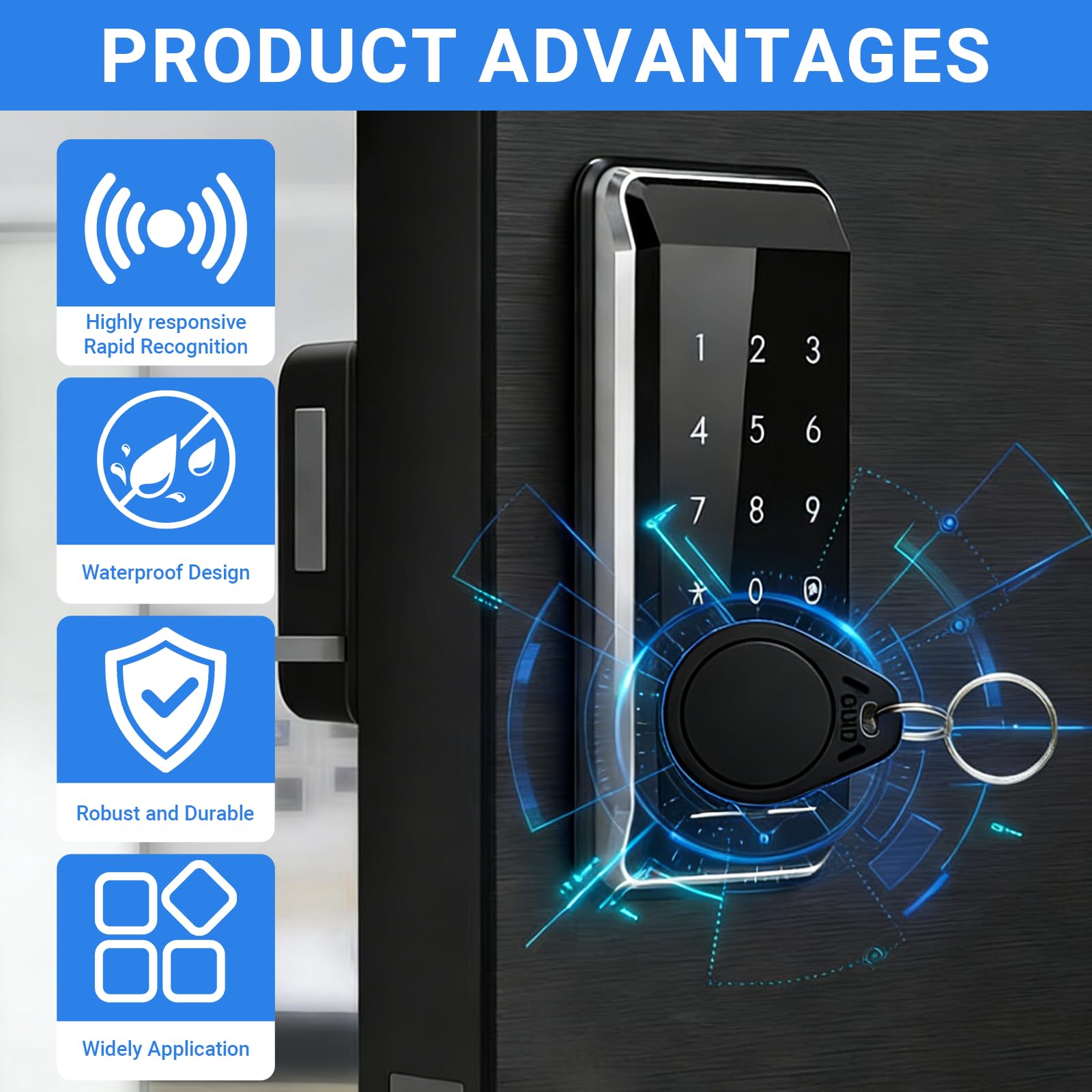 Llaveros RFID 13.56MHz CUID Programables UID Modificable Control Acceso Negro