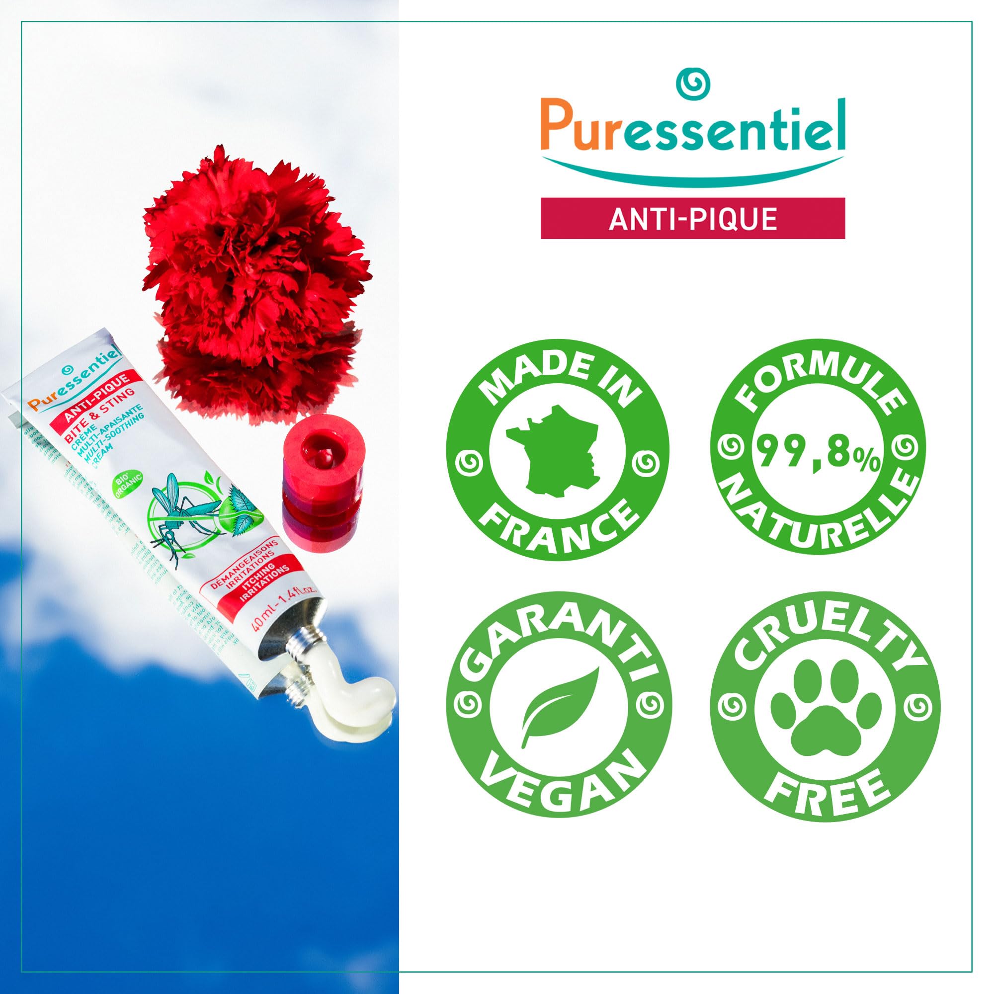 Puressentiel - Anti Pique - Crème Multi-Apaisante Bébé - Piqûres d'insectes et de végétaux - Actif 100 pourcent d'origine naturel - Calme démangeaisons et irritations - 30 ml