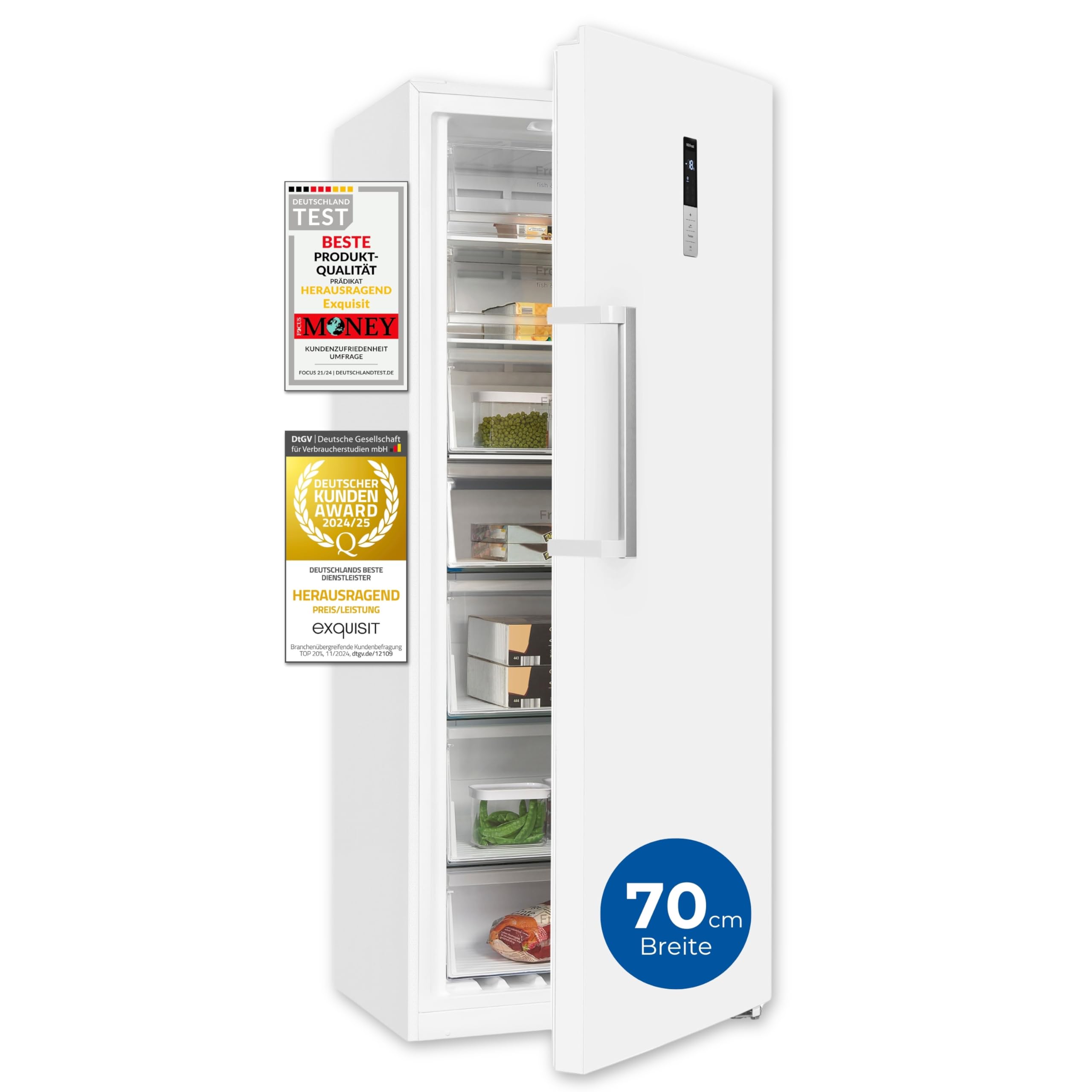 Exquisit GS380-NF-H-050E Gefrierschrank - 380 L NoFrost Tiefkühlschrank