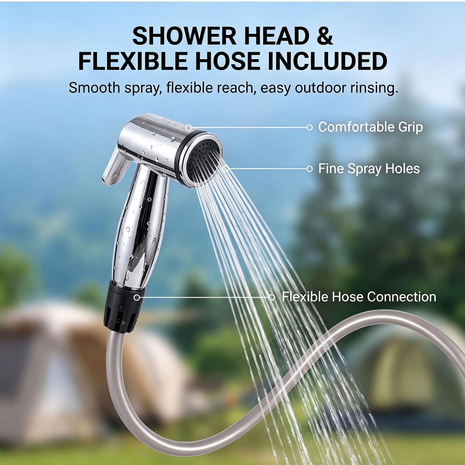 Douche de Camping Portable, Pompe à air Rechargeable de 20 l, Douche de Camping, Chauffage Solaire, airbag de sécurité en PVC Noir, thermomètre, Convient pour la Plage, Le Camping, la