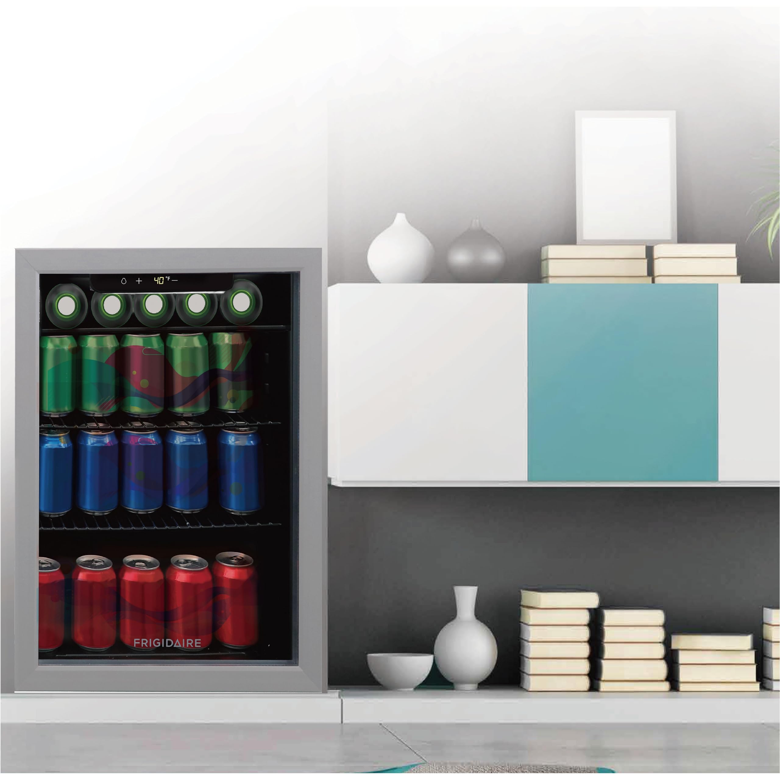 Frigidaire Efmis9000amz, Beverage Fridge Refrigerator With Glass Door, Compact Mini Fridge With Digital Temperature Control Fits 88 Cans Or 25 Bottles, 74l Capacity - 19.29"D X 25"W X 17.51"H, Silver on Fridge.com - View 4