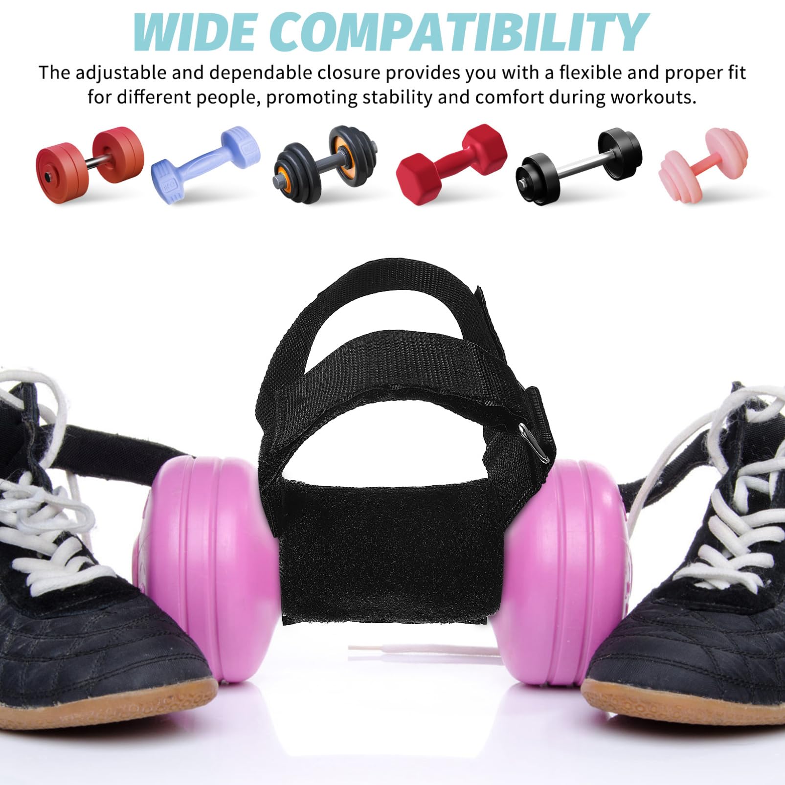 Sosoport 2 Pairs Leg Workout Ankle Straps Dumbbell Attachment for Feet Adjustable Ankle Weights Leg Curl Attachment Fitness Straps