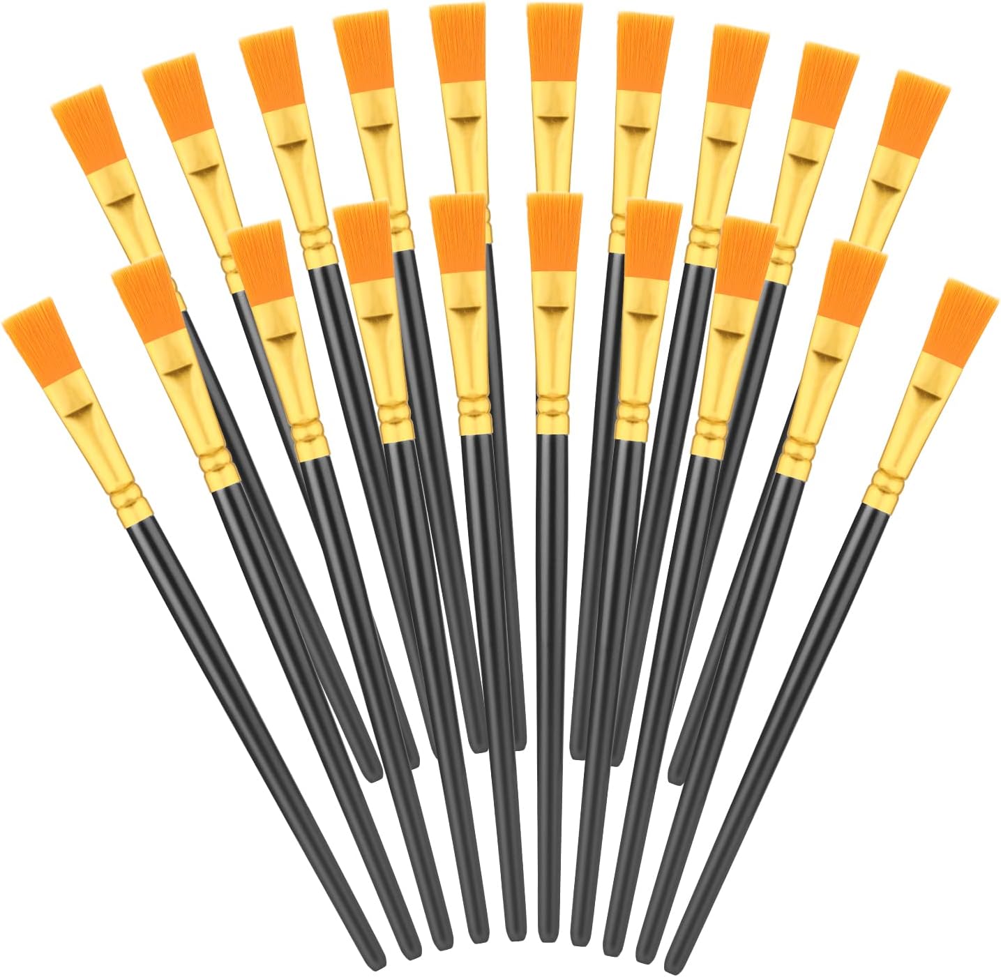20pcs Flat Paint Brushes 0.5 Inch Wide, Watercolor Acrylic