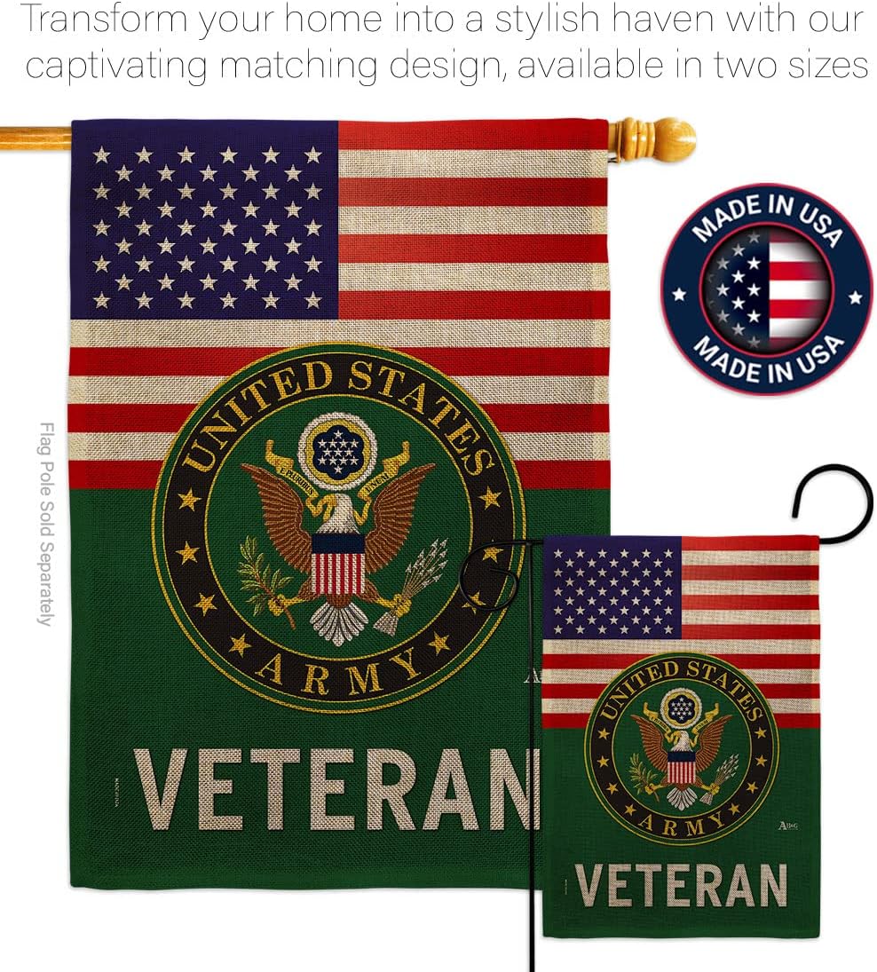 US Army Veteran Burlap Garden Flag Home Decor Armed Forces United State American Decorations Military Memorabilia Remembrance Wall Tapestry Retire Outdoor Memorial Yard Banner Veteran Gifts Made in USA - Image 4