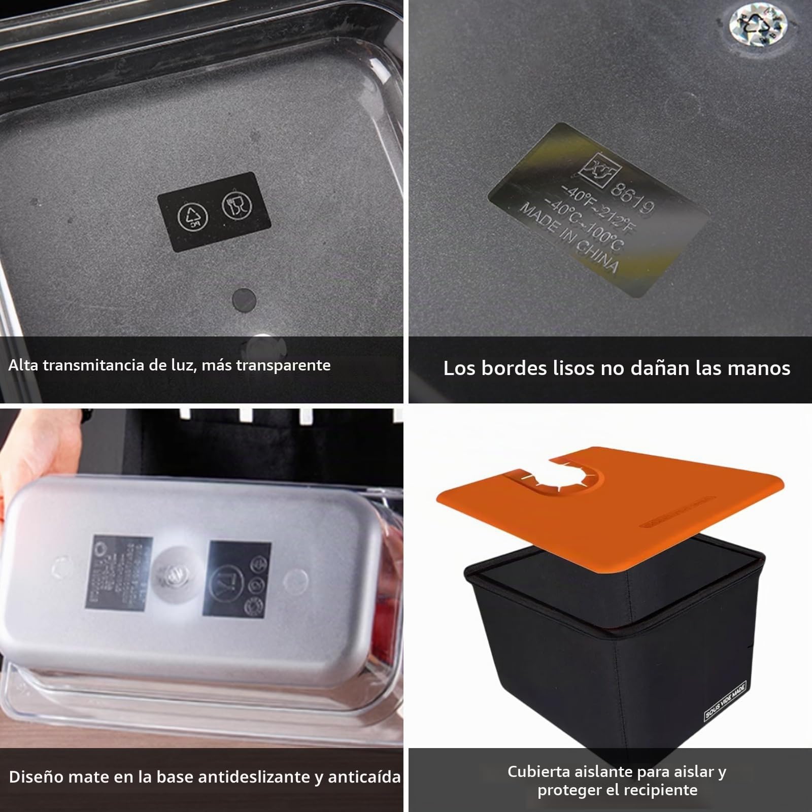 Recipiente Sous Vide 12L, Sous Vide Contenedor con Tapa Manguito Aislante y Estante, Contenedor transparente multifuncional (sin BPA) Adecuado para Pescado, Carne y Verduras