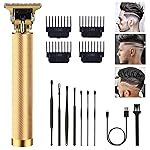 Hair Clippers for Men, Hair Trimmer T Blade Trimmer Zero Gapped Trimmer, Cordless Rechargeable Beard Trimmer Shaver Hair Cutting Kit with Ear Spoon Tool Set (Gold)
