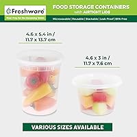 Vista 3 de Freshware Paquete de 48 recipientes de almacenamiento de alimentos de 16 y 32 onzas, 24 juegos de cada tamaño con tapas, recipientes de plástico