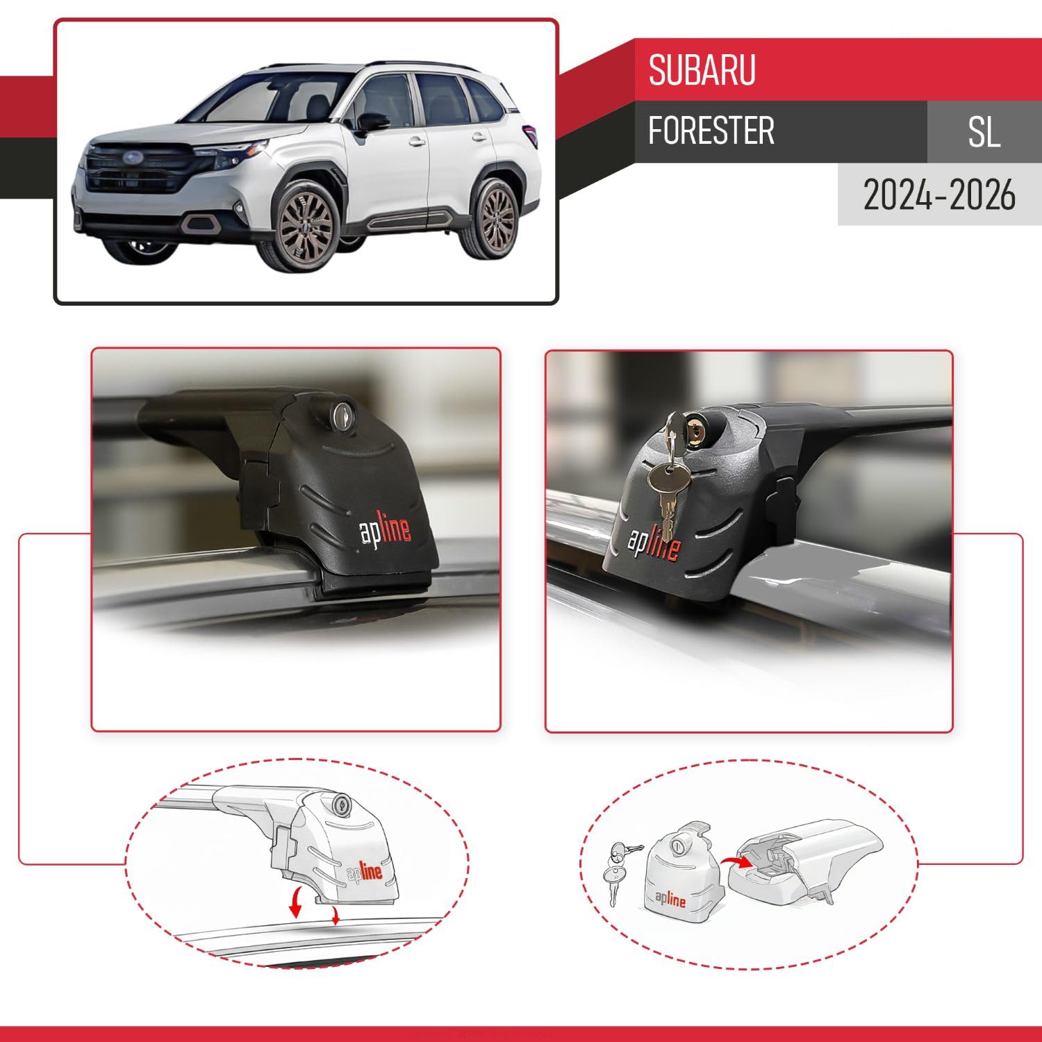 Kompatybilny z Subaru Forester (SL) 2024-2026 ACE-2 Model Aluminiowe poprzeczki dachowe Czarny 2 szt.