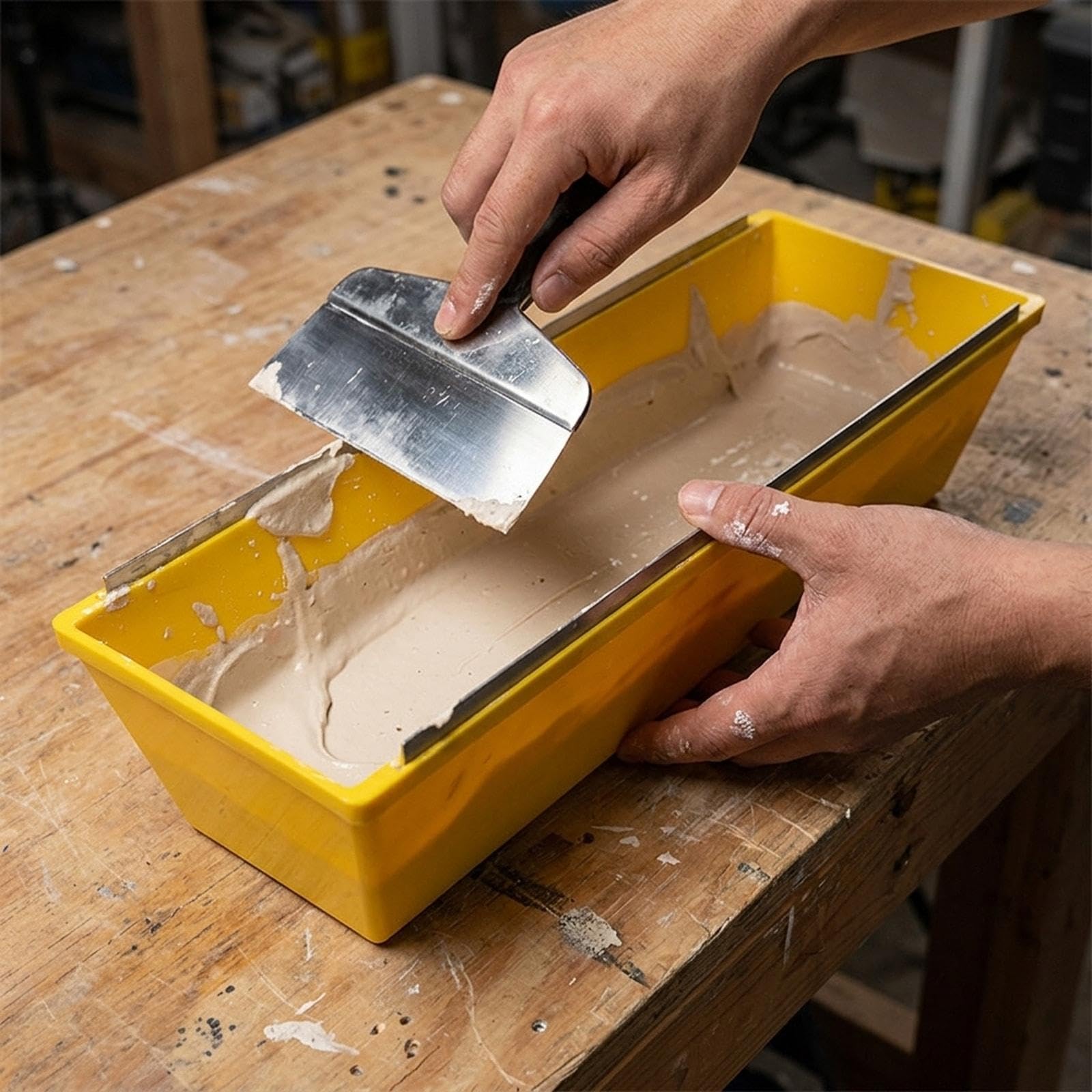 Fenteer Bac à enduit de 35,5 cm (14 pouces) - Grande capacité - Nettoyage facile - Haute résistance - Bac à peinture pour cloisons sèches, Jaune