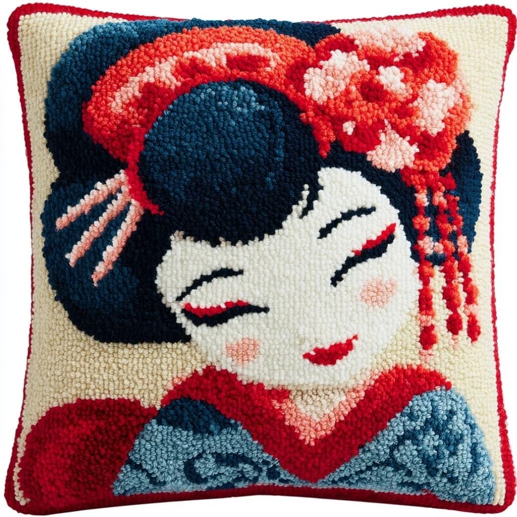 Axiangzik C Latch Hook Diy Pillow Kit,Geisha Ushion Over 43X43cm