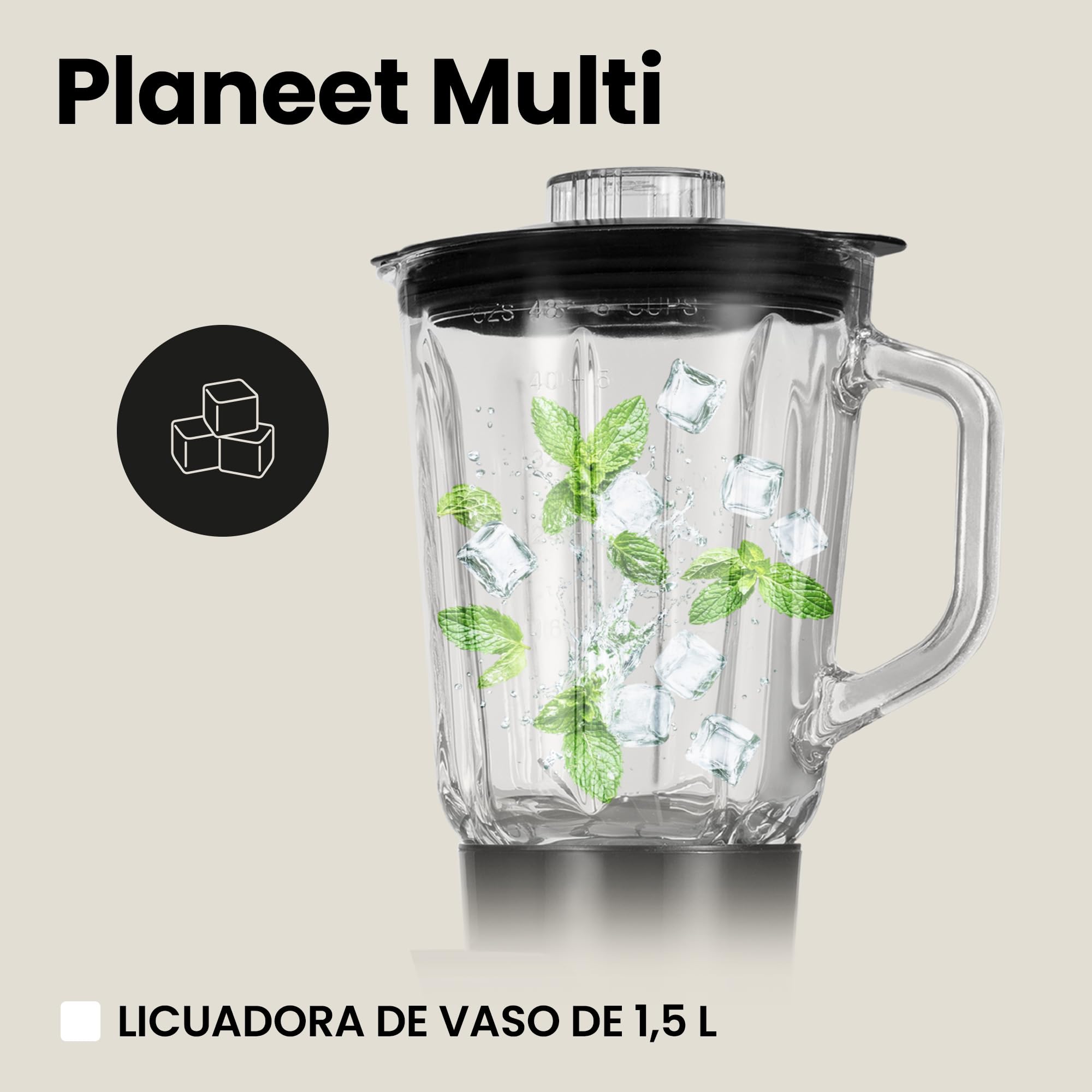 ZEEGMA PLANEET MULTI Robot de Cocina Planetario 1900W 3 en 1, Maquina Amasadora de Masa con Bol de 6,2 L con Asa y Tapa, Batidora de Vaso, Picadora Eléctrica de Carne de 6 Velocidades