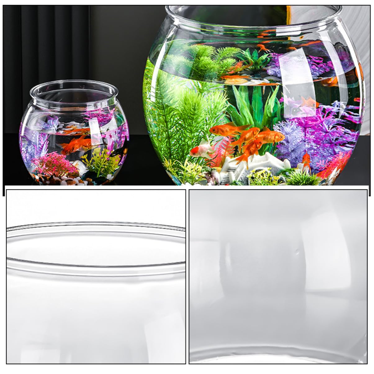 FRCOLOR Boccia per Trasparente Rotondo Piccolo per Betta e Multifunzionale per Tartarughe e Rettili Facile Resistente Urti Decorazione e Ufficio