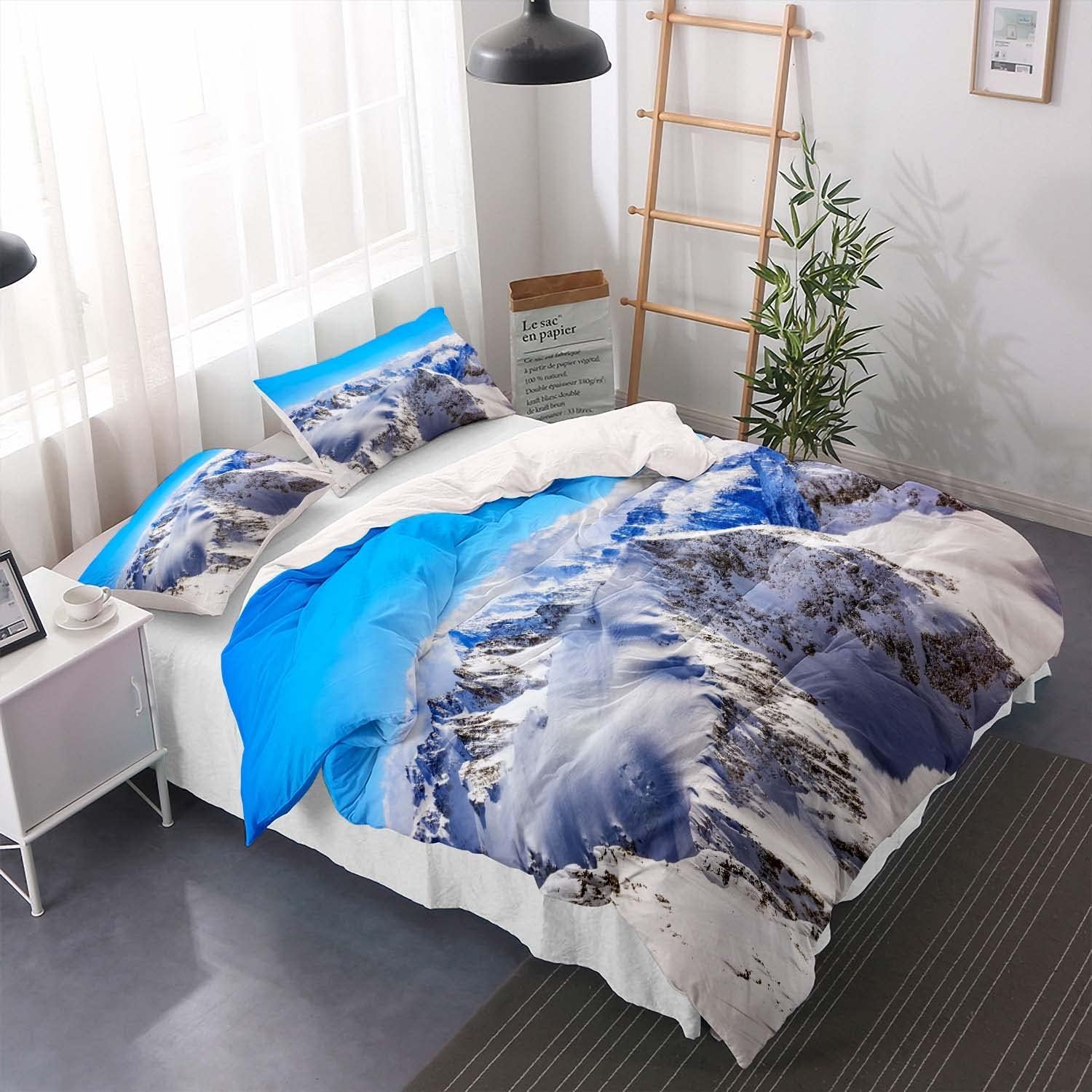 Housse De Couette Paysage Santorin Grèce - Parure De Lit 3D Romantique Avec Taies D'Oreiller